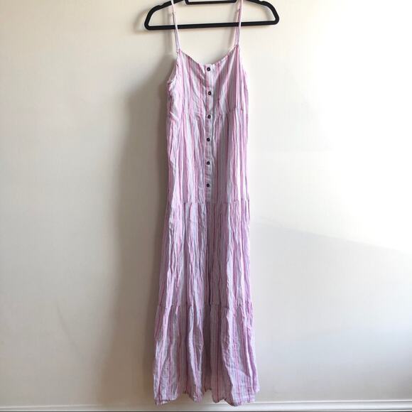 Splendid Pink & White Striped Tiered Maxi Dress - Picture 2 of 6